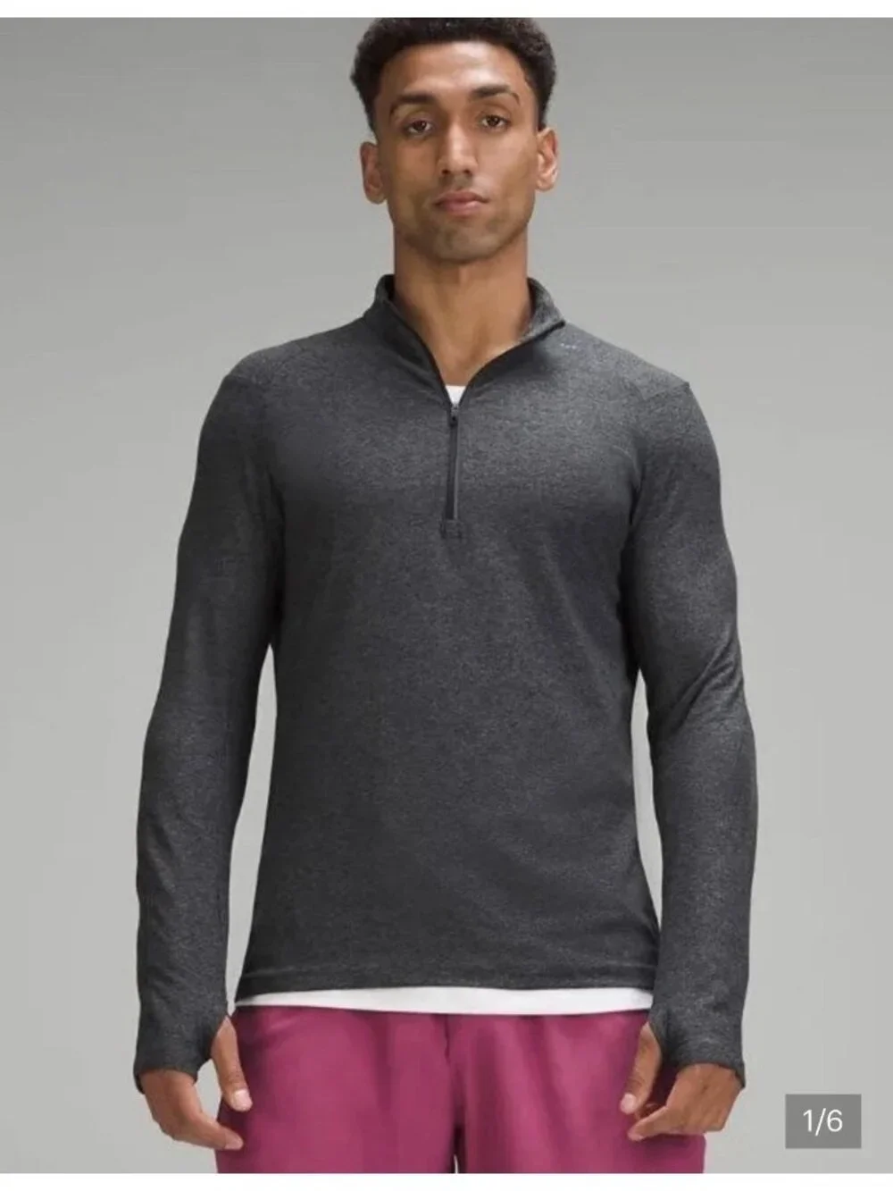 Lululemon Slim Fit Surge Rulu Half Zip Long Sleeve Top Men Small Dark Gray